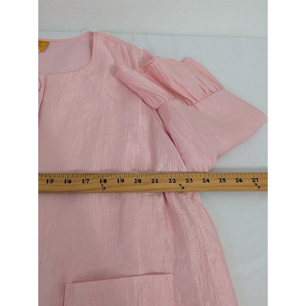 Ruby Rd Woman Pink Button Front Satin Jacket Ruffle Cuff Career Casual Top 18W - Picture 8 of 9